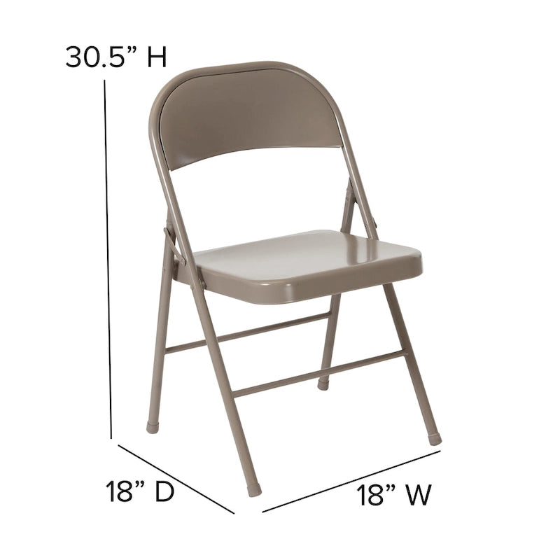 Metal Folding Chair, Set of 2 – Red / Black / Beige / Gray, Seats 2