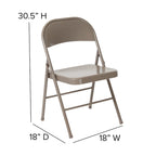 Metal Folding Chair, Set of 2 – Red / Black / Beige / Gray, Seats 2