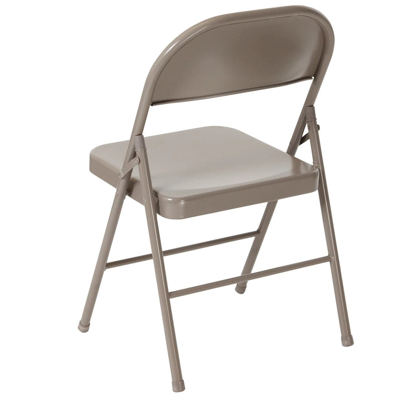 Metal Folding Chair, Set of 2 – Red / Black / Beige / Gray, Seats 2