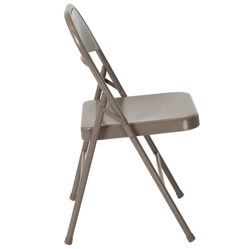 Metal Folding Chair, Set of 2 – Red / Black / Beige / Gray, Seats 2