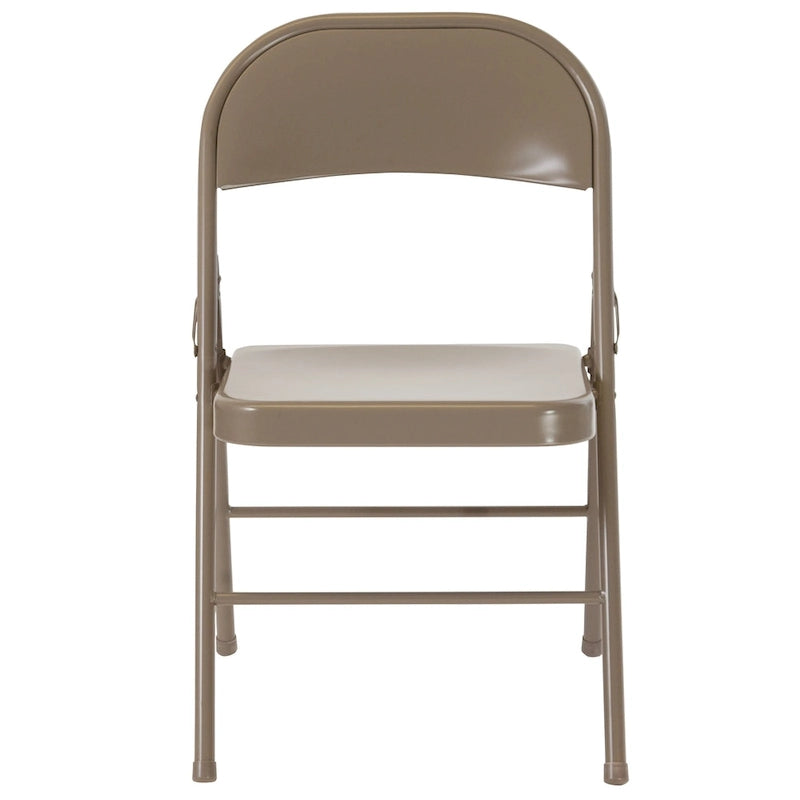 Metal Folding Chair, Set of 2 – Red / Black / Beige / Gray, Seats 2