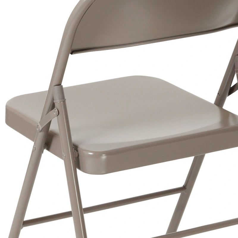 Metal Folding Chair, Set of 2 – Red / Black / Beige / Gray, Seats 2