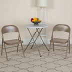 Metal Folding Chair, Set of 2 – Red / Black / Beige / Gray, Seats 2