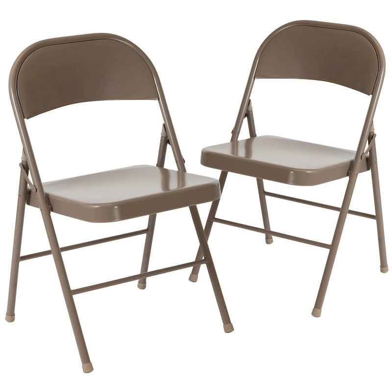 Metal Folding Chair, Set of 2 – Red / Black / Beige / Gray, Seats 2