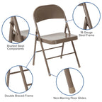 Metal Folding Chair, Set of 2 – Red / Black / Beige / Gray, Seats 2