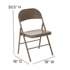 Metal Folding Chair, Set of 2 – Red / Black / Beige / Gray, Seats 2