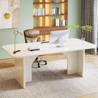 63" White/Black Arch-Base Computer Desk, 2-Person