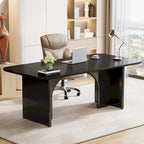 63" White/Black Arch-Base Computer Desk, 2-Person