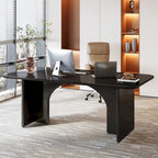 63" White/Black Arch-Base Computer Desk, 2-Person
