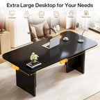 63" White/Black Arch-Base Computer Desk, 2-Person