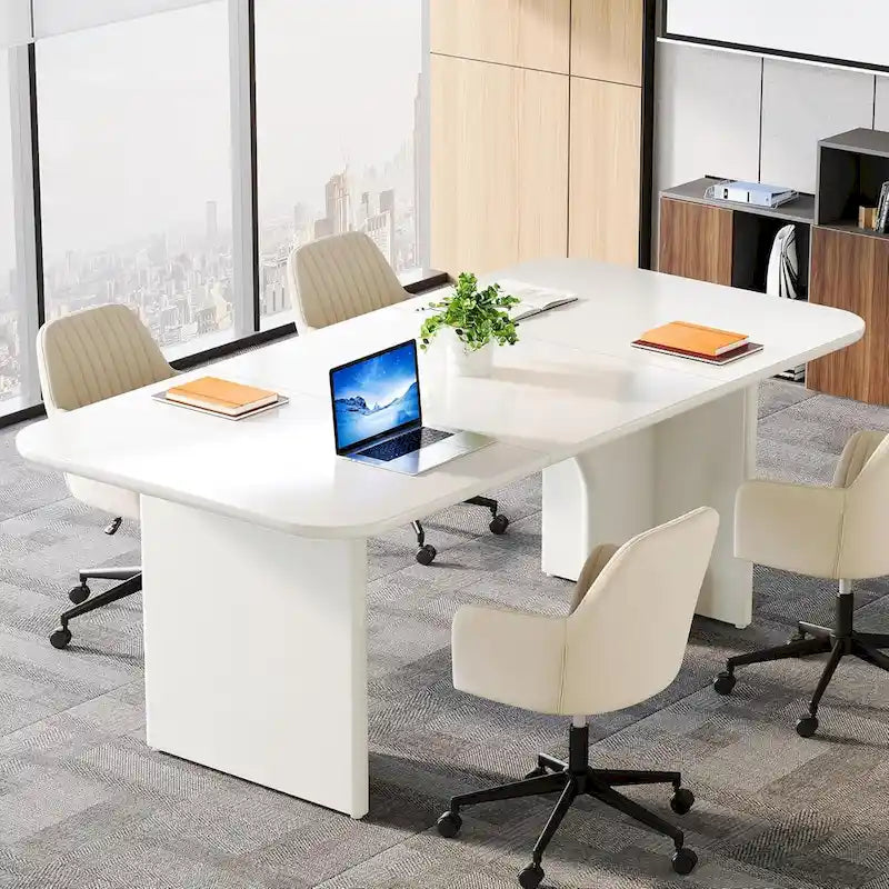 63" White/Black Arch-Base Computer Desk, 2-Person