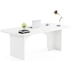63" White/Black Arch-Base Computer Desk, 2-Person