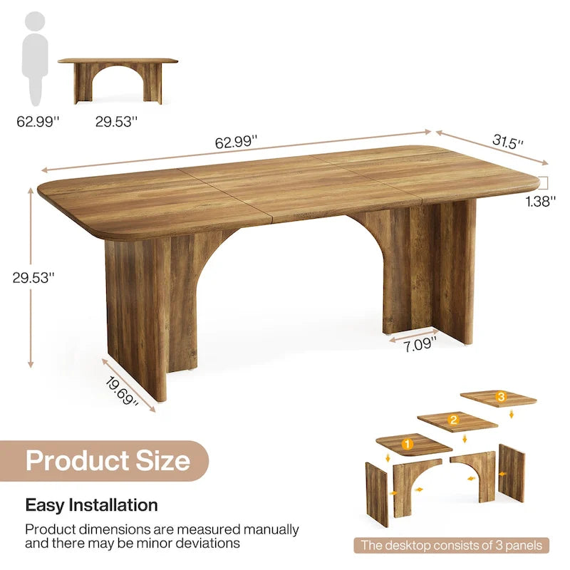 63" White/Black Arch-Base Computer Desk, 2-Person