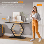 White & Black / Emerald Green & Black Console Table, Geometric Metal Base, 47.2x11.8x30.7"