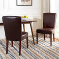 Brown / Clay Marbled Leather Parsons Dining Chair, Set of 2