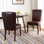 Brown / Clay Marbled Leather Parsons Dining Chair, Set of 2