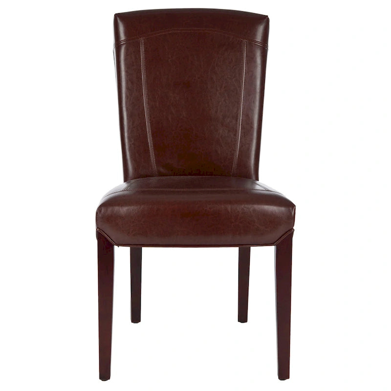 Brown / Clay Marbled Leather Parsons Dining Chair, Set of 2