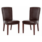 Brown / Clay Marbled Leather Parsons Dining Chair, Set of 2