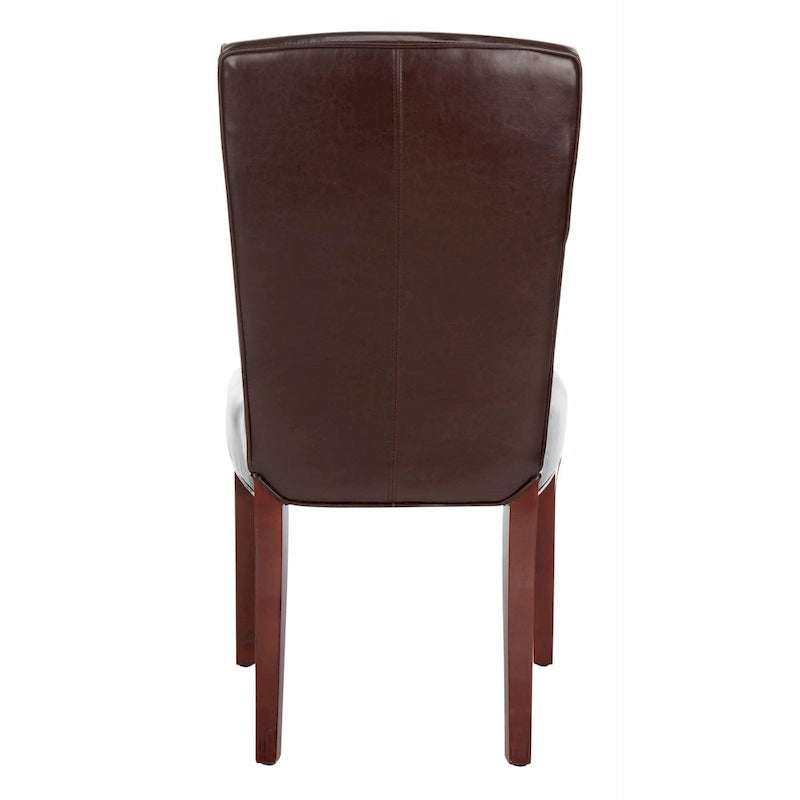 Brown / Clay Marbled Leather Parsons Dining Chair, Set of 2