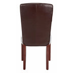 Brown / Clay Marbled Leather Parsons Dining Chair, Set of 2