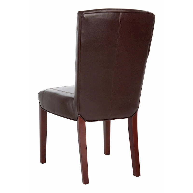 Brown / Clay Marbled Leather Parsons Dining Chair, Set of 2