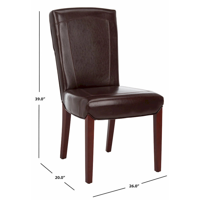 Brown / Clay Marbled Leather Parsons Dining Chair, Set of 2