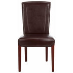 Brown / Clay Marbled Leather Parsons Dining Chair, Set of 2