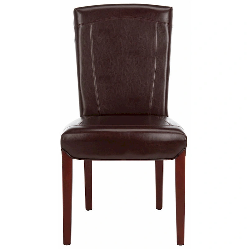 Brown / Clay Marbled Leather Parsons Dining Chair, Set of 2