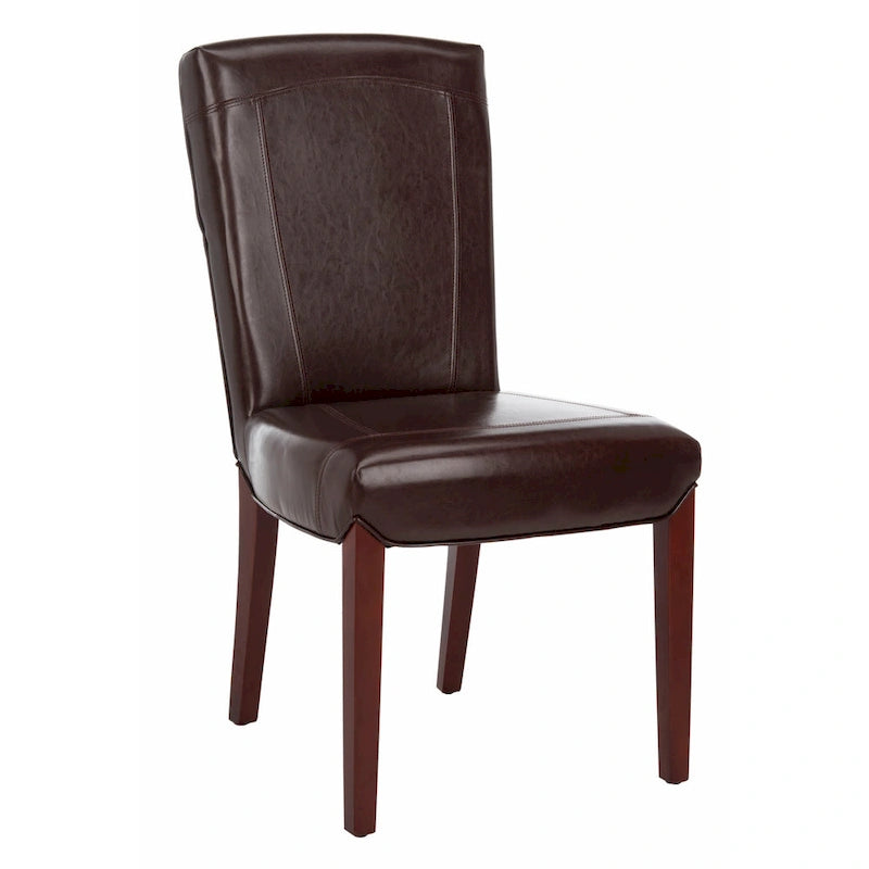 Brown / Clay Marbled Leather Parsons Dining Chair, Set of 2
