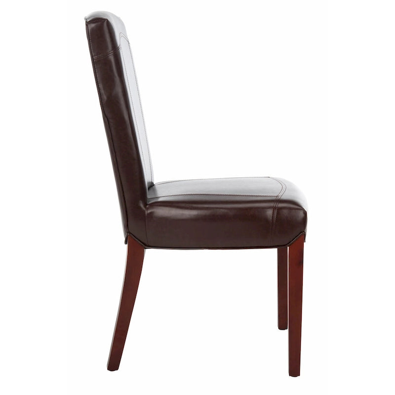 Brown / Clay Marbled Leather Parsons Dining Chair, Set of 2