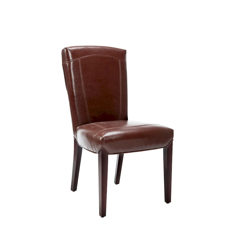 Brown / Clay Marbled Leather Parsons Dining Chair, Set of 2