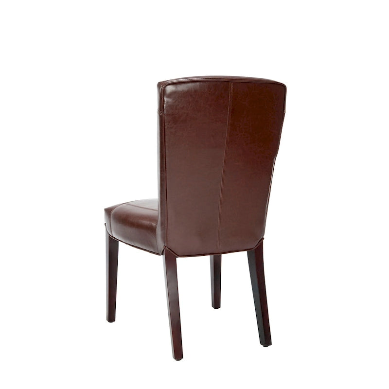 Brown / Clay Marbled Leather Parsons Dining Chair, Set of 2