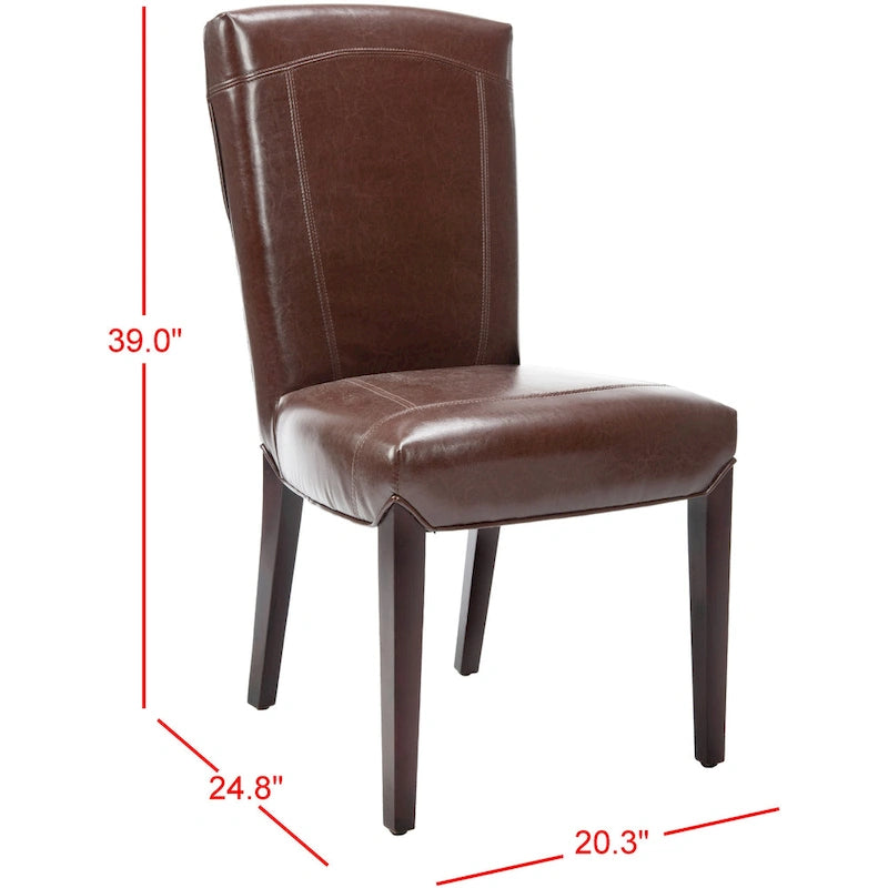Brown / Clay Marbled Leather Parsons Dining Chair, Set of 2
