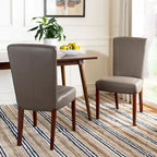 Brown / Clay Marbled Leather Parsons Dining Chair, Set of 2