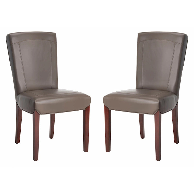 Brown / Clay Marbled Leather Parsons Dining Chair, Set of 2
