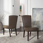 Brown / Clay Marbled Leather Parsons Dining Chair, Set of 2