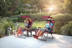 Dark Red Folding Reclining Lounge Chair with Sunshade & Cup Holder – 1-Person