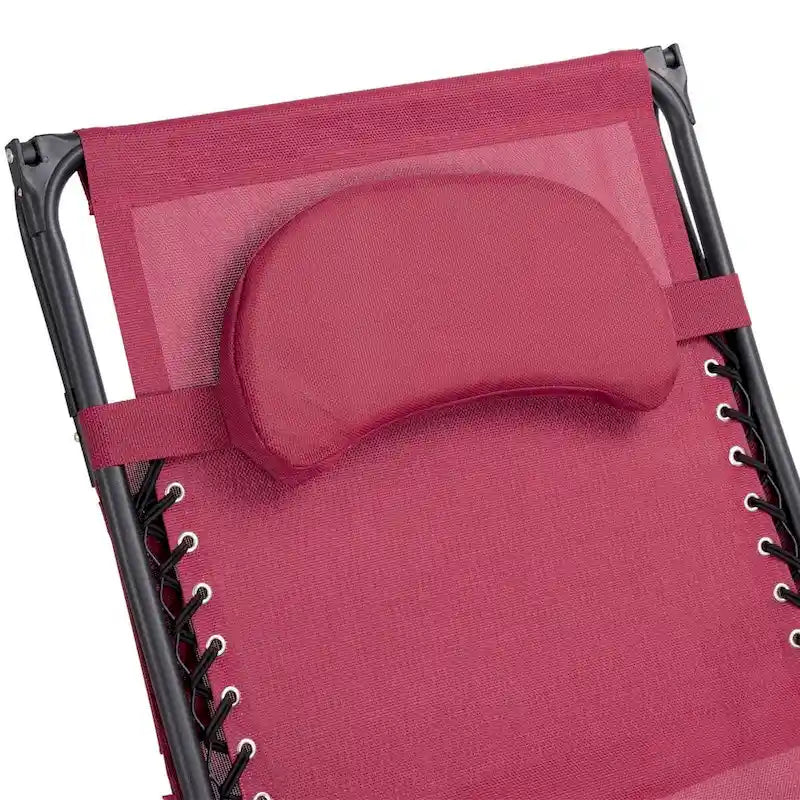 Dark Red Folding Reclining Lounge Chair with Sunshade & Cup Holder – 1-Person