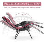 Dark Red Folding Reclining Lounge Chair with Sunshade & Cup Holder – 1-Person