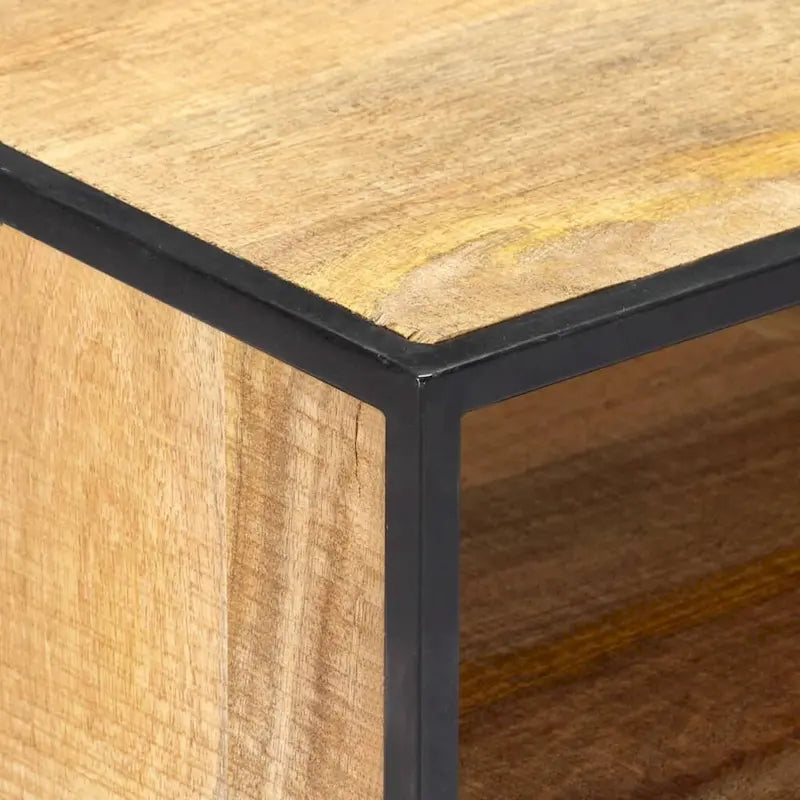Brown TV Stand, Industrial Style, Solid Mango Wood, 3 Drawers & 3 Shelves, Seats up to 47.2"