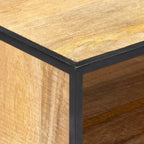 Brown TV Stand, Industrial Style, Solid Mango Wood, 3 Drawers & 3 Shelves, Seats up to 47.2"