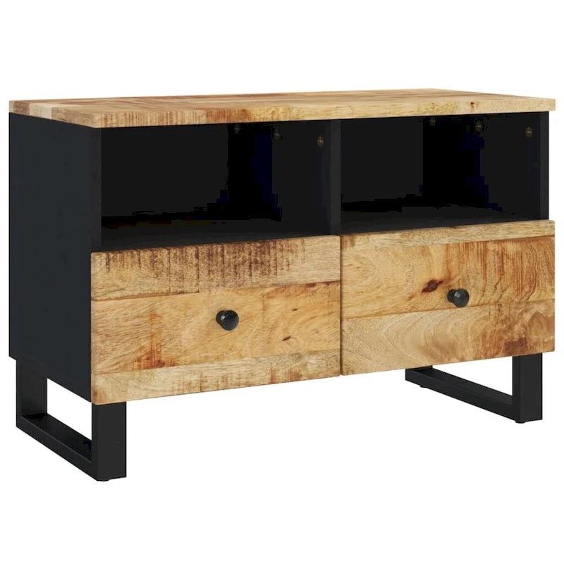 Solid Wood TV Stand 27.6"x13"x18.1" – Industrial Style, Acacia/Mango/Reclaimed