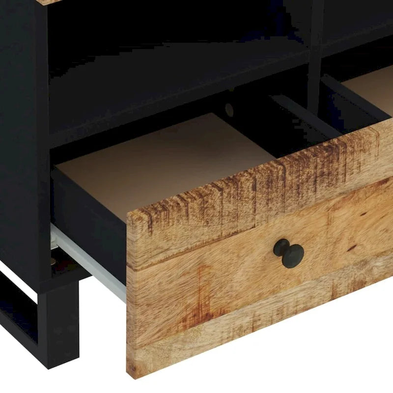 Solid Wood TV Stand 27.6"x13"x18.1" – Industrial Style, Acacia/Mango/Reclaimed