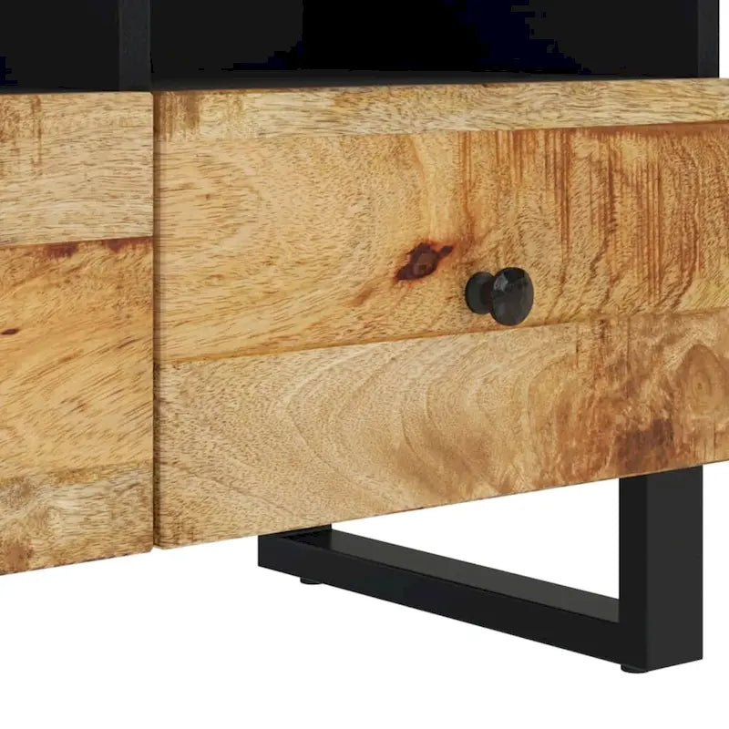 Solid Wood TV Stand 27.6"x13"x18.1" – Industrial Style, Acacia/Mango/Reclaimed