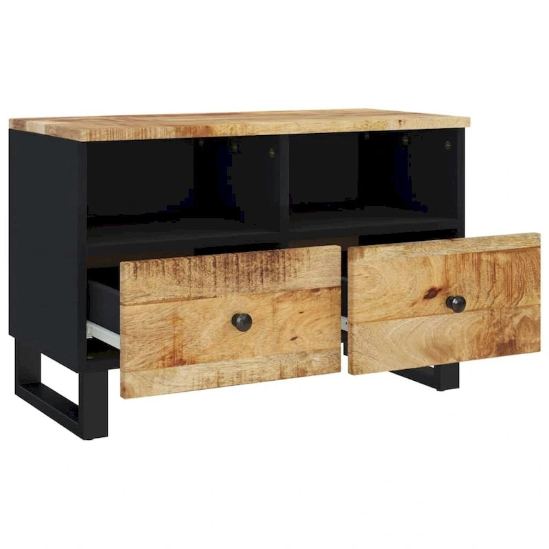 Solid Wood TV Stand 27.6"x13"x18.1" – Industrial Style, Acacia/Mango/Reclaimed