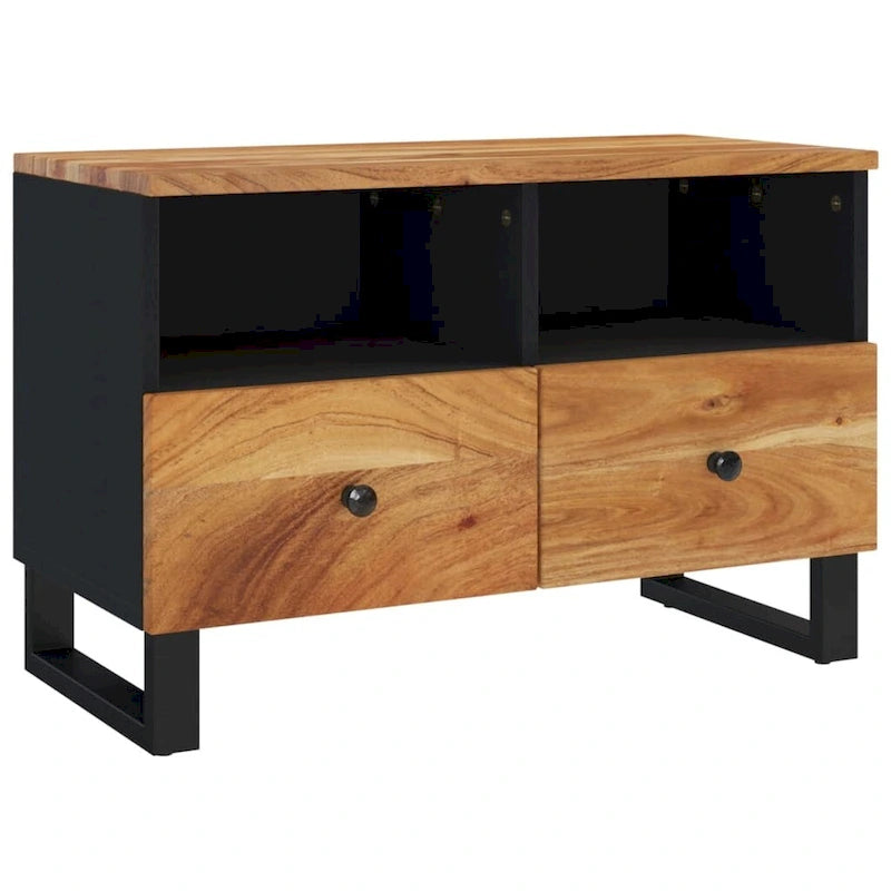 Solid Wood TV Stand 27.6"x13"x18.1" – Industrial Style, Acacia/Mango/Reclaimed