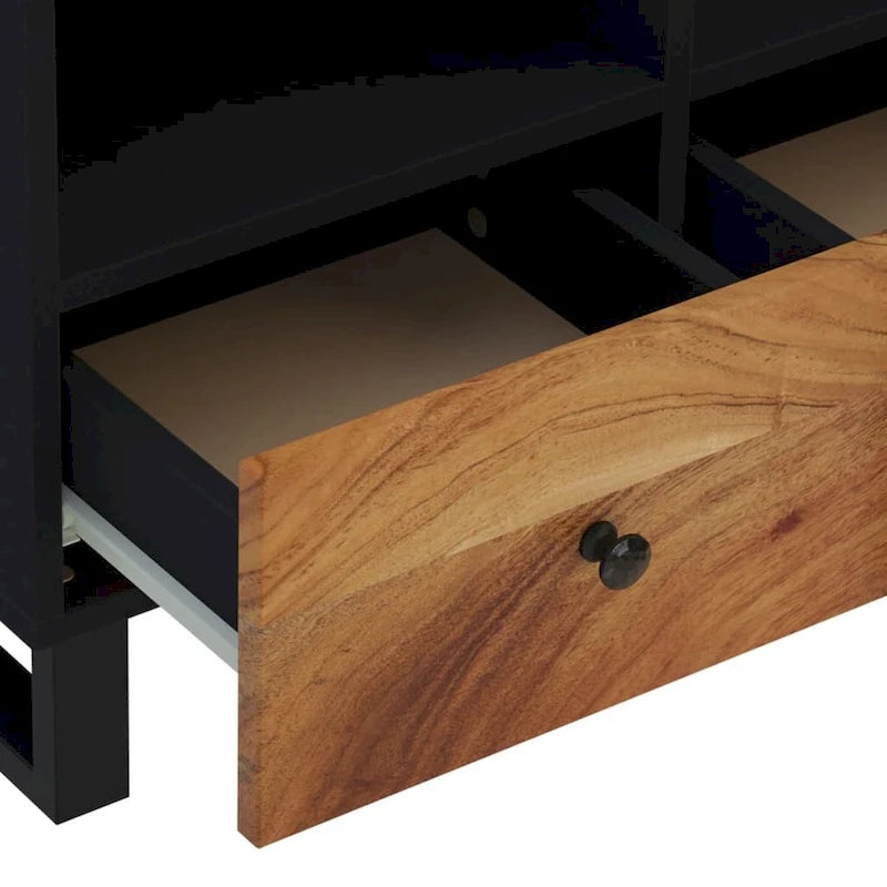 Solid Wood TV Stand 27.6"x13"x18.1" – Industrial Style, Acacia/Mango/Reclaimed
