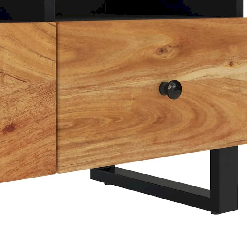 Solid Wood TV Stand 27.6"x13"x18.1" – Industrial Style, Acacia/Mango/Reclaimed