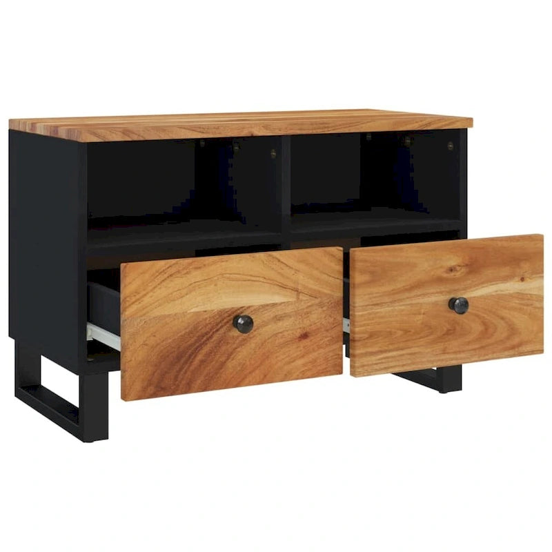 Solid Wood TV Stand 27.6"x13"x18.1" – Industrial Style, Acacia/Mango/Reclaimed