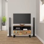 Solid Wood TV Stand 27.6"x13"x18.1" – Industrial Style, Acacia/Mango/Reclaimed